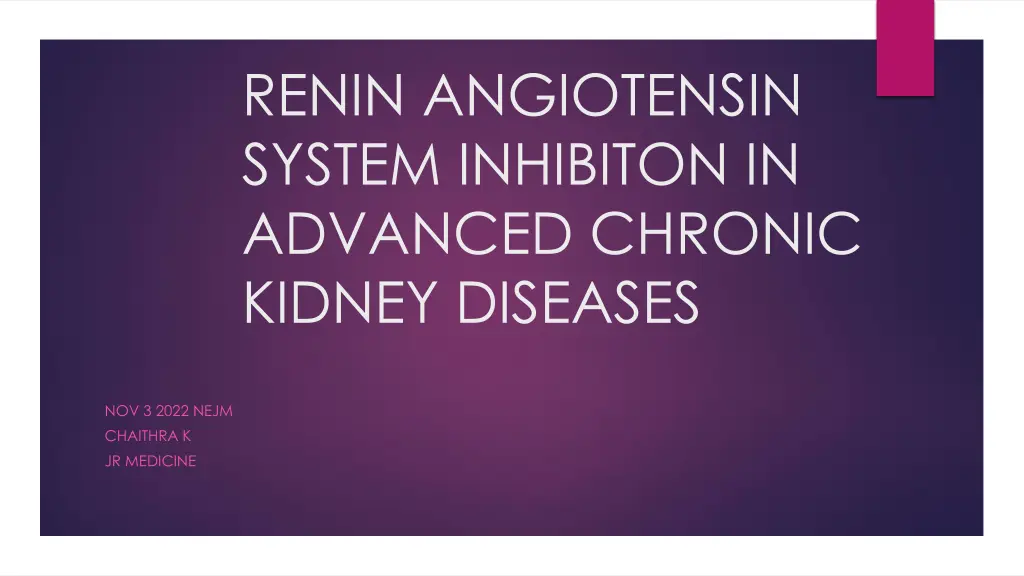 renin angiotensin system inhibiton in advanced n.w