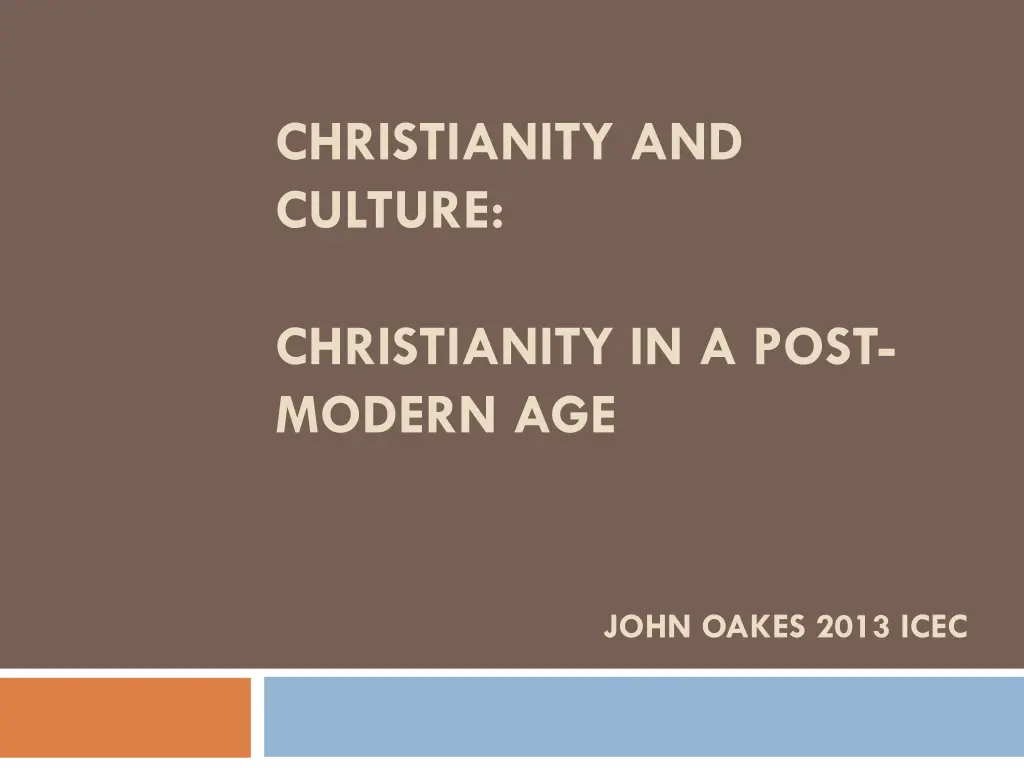 christianity and culture n.w