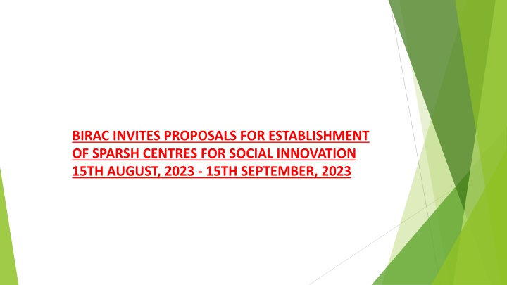 Opportunity to Establish SPARSH Centres for Social Innovation