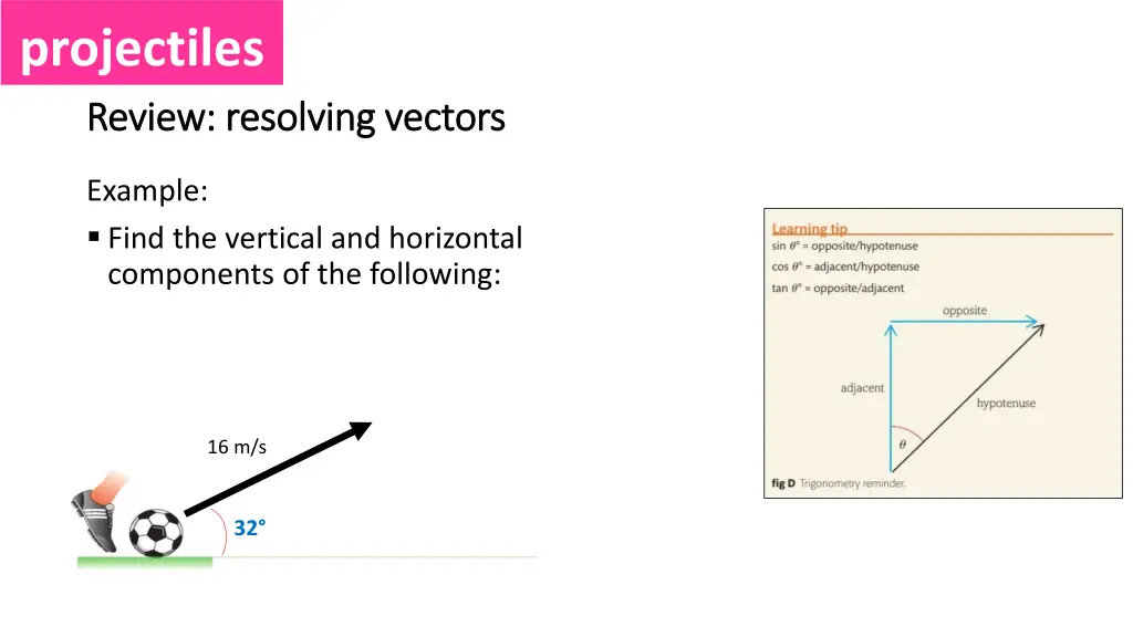 projectiles review resolving vectors review n.w