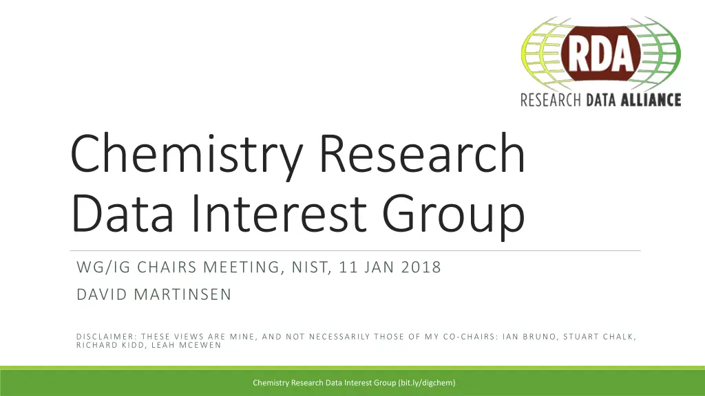 chemistry research data interest group n.w