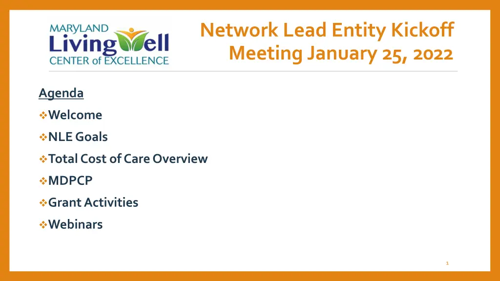 network lead entity kickoff meeting january n.w