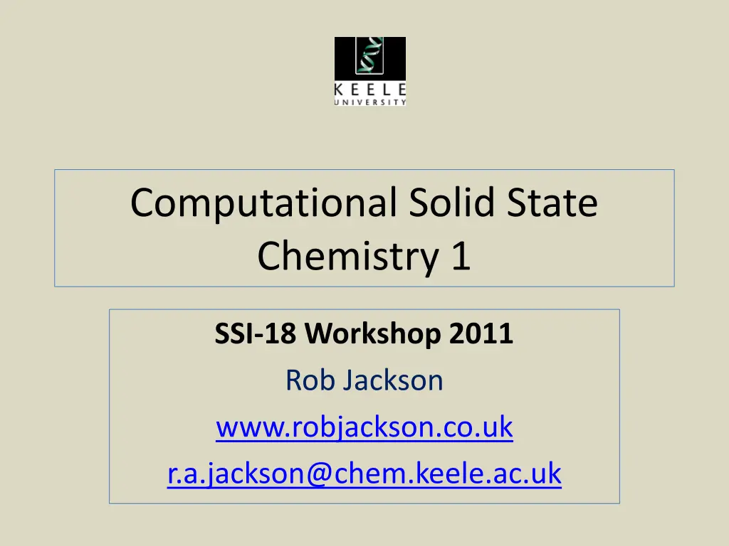 computational solid state chemistry 1 n.w
