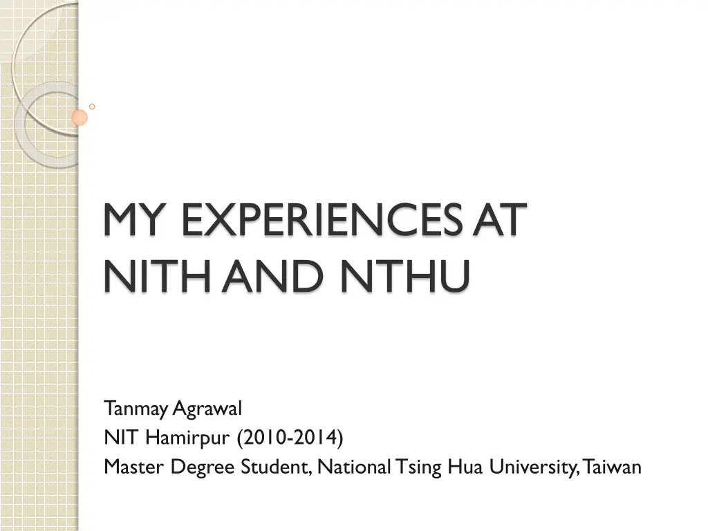 my experiences at nith and nthu n.w