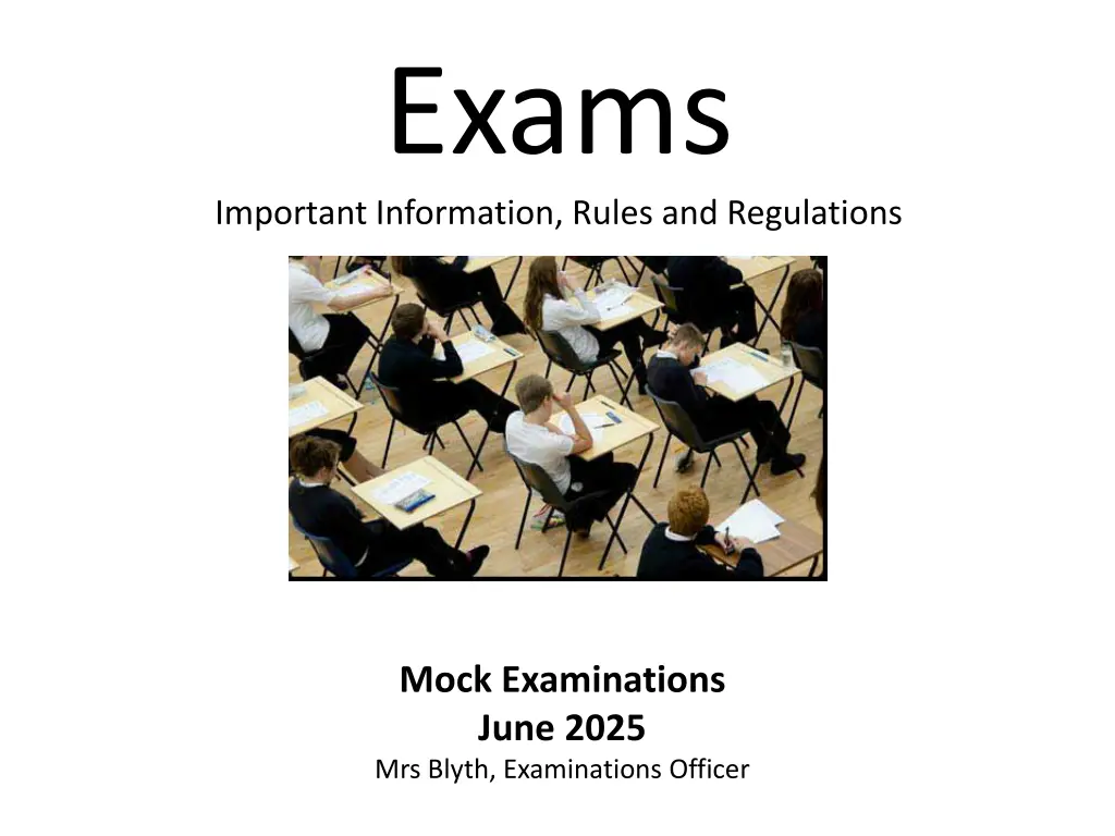 exams important information rules and regulations n.w