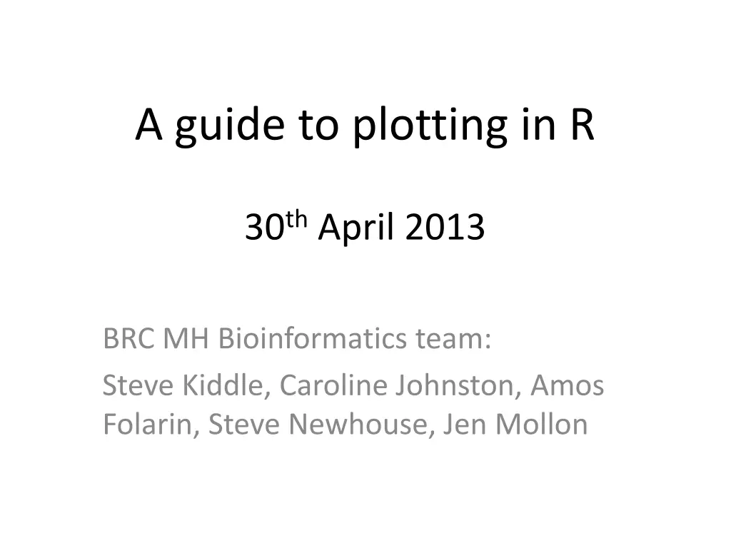a guide to plotting in r n.w