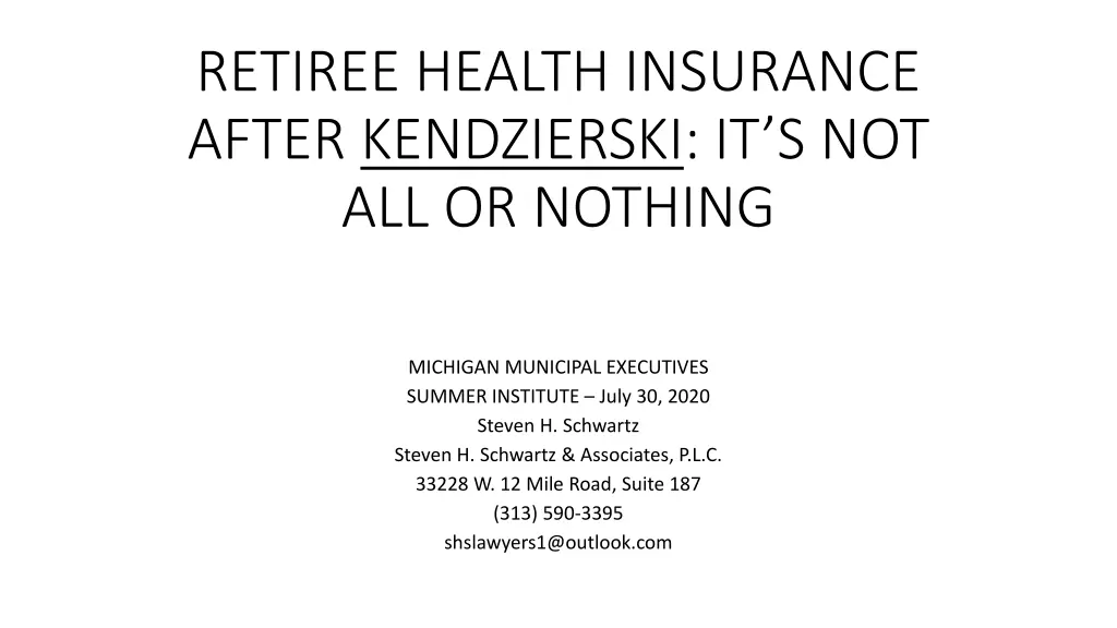 retiree health insurance after kendzierski n.w