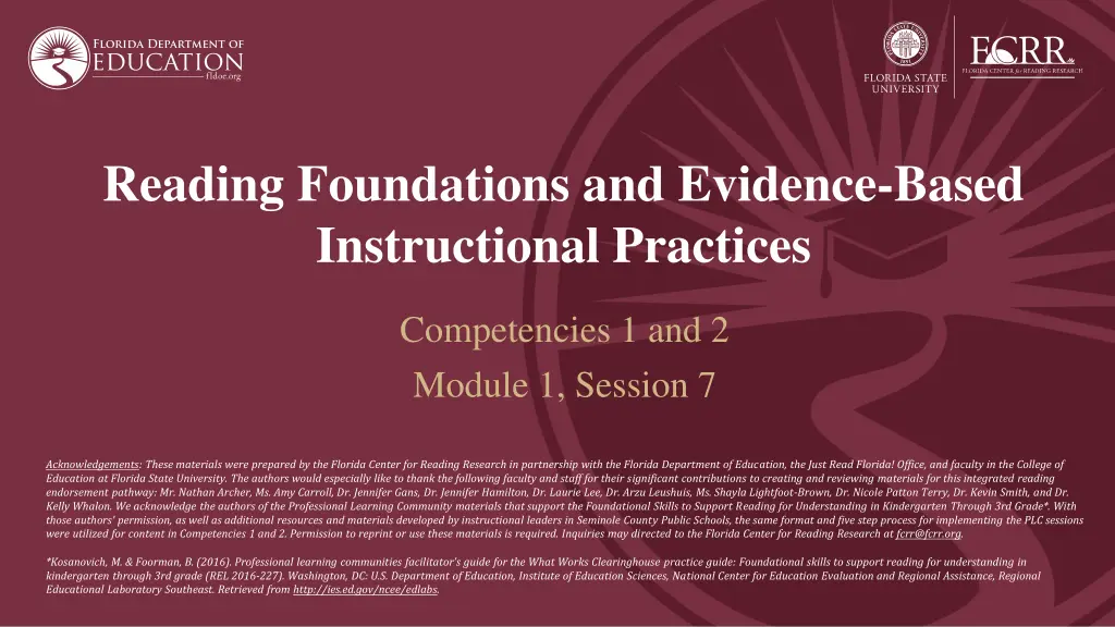reading foundations and evidence based n.w