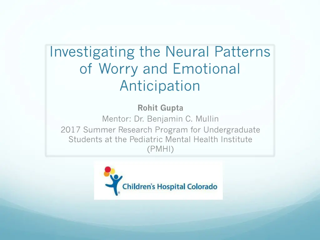 investigating the neural patterns of worry n.w