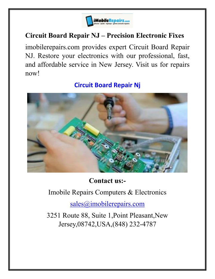circuit board repair nj precision electronic fixes n.w