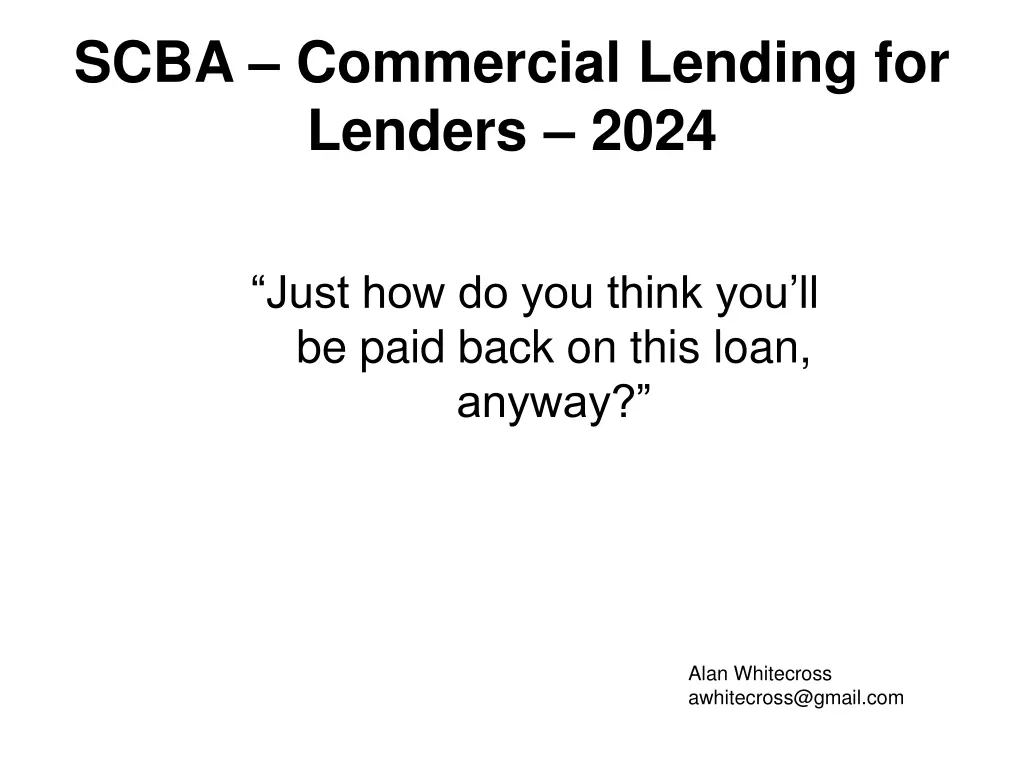 scba commercial lending for lenders 2024 n.w