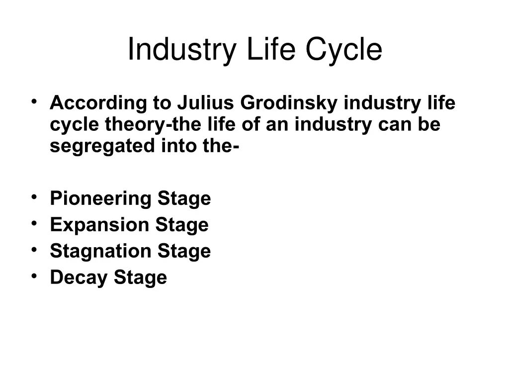 industry life cycle n.w