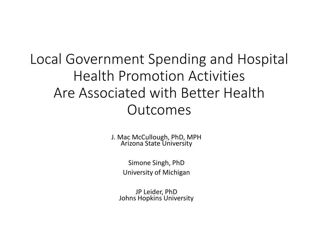 local government spending and hospital health n.w