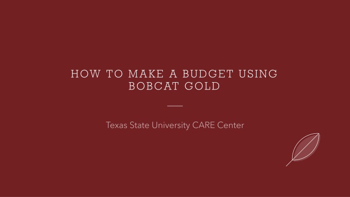 How to Create a Budget Using Bobcat Gold Tool
