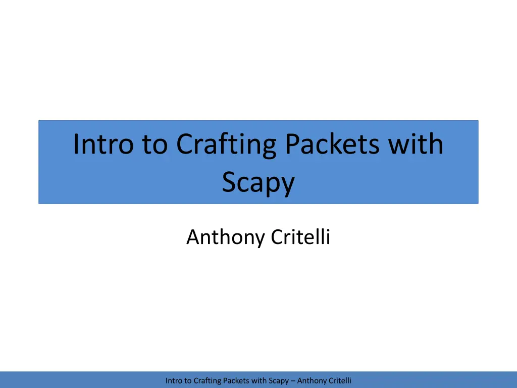 intro to crafting packets with scapy n.w