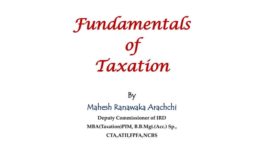 fundamentals fundamentals of of taxation taxation n.w