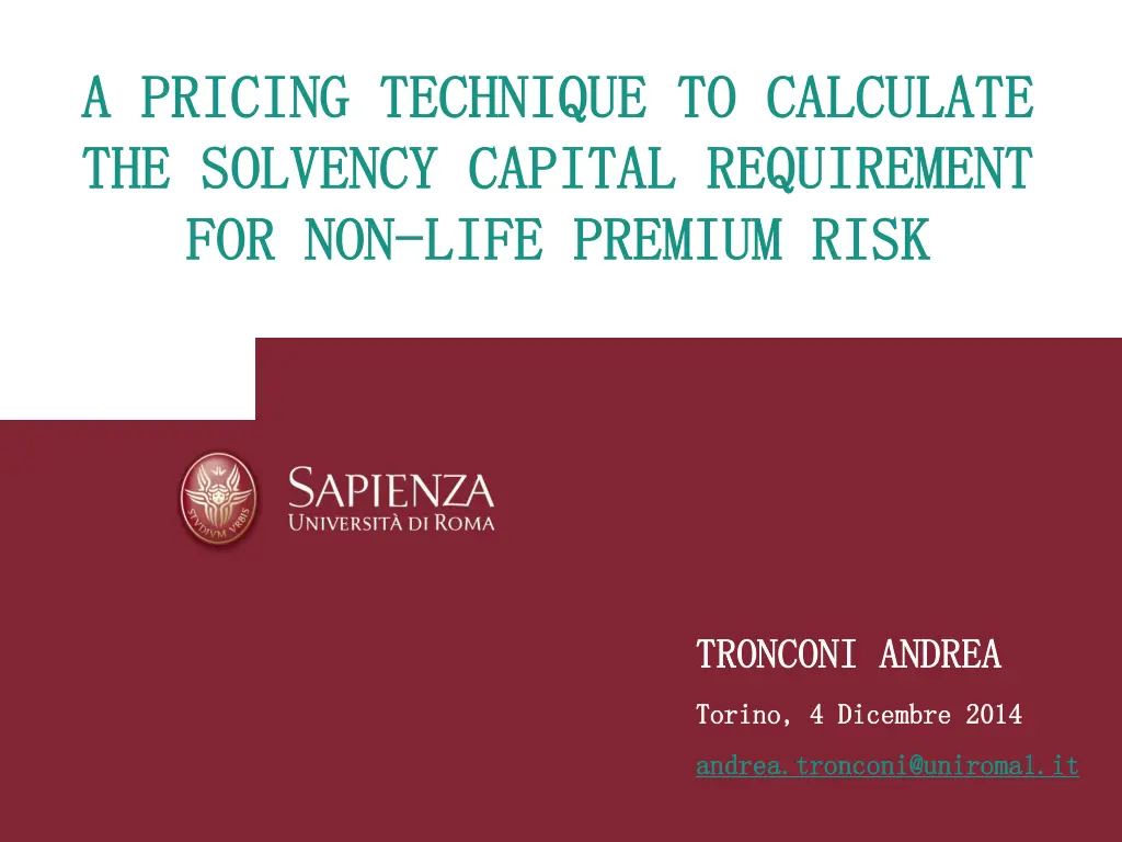 a pricing technique to calculate a pricing n.w