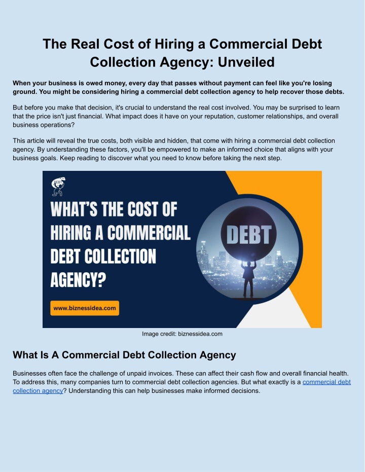 the real cost of hiring a commercial debt n.w