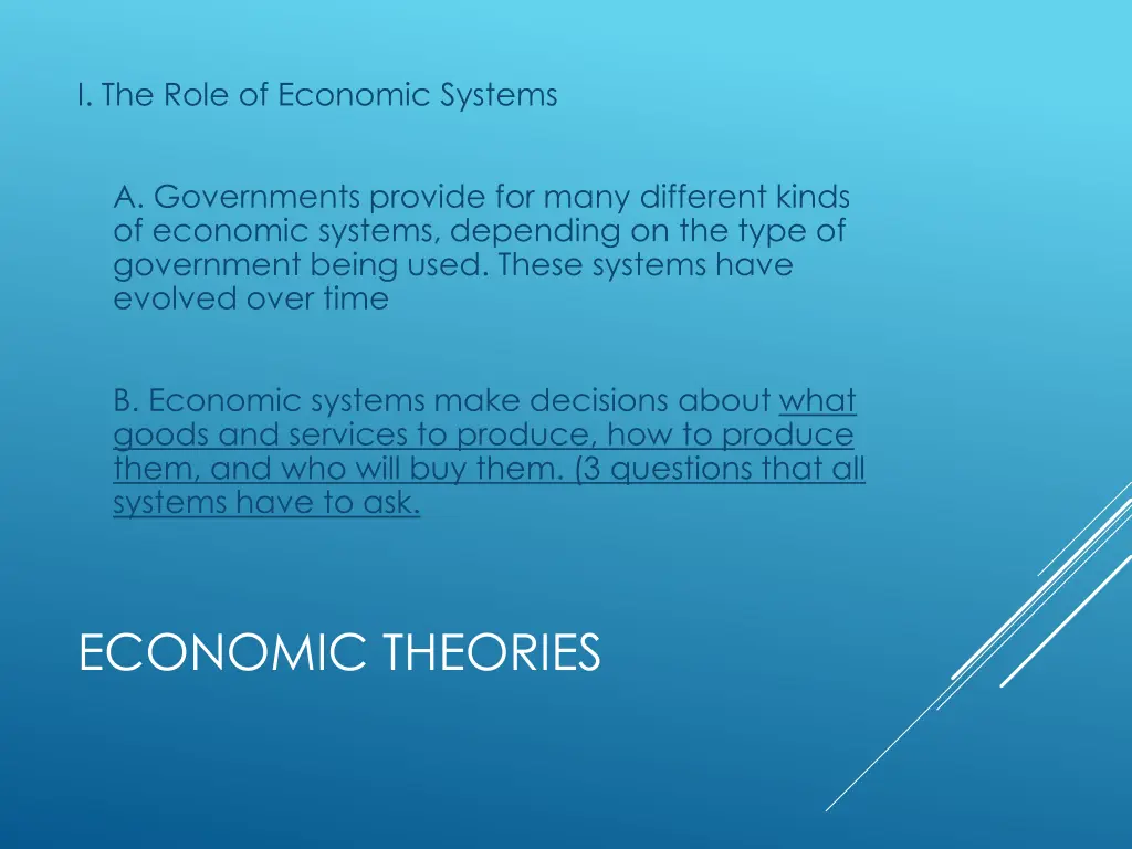 i the role of economic systems n.w