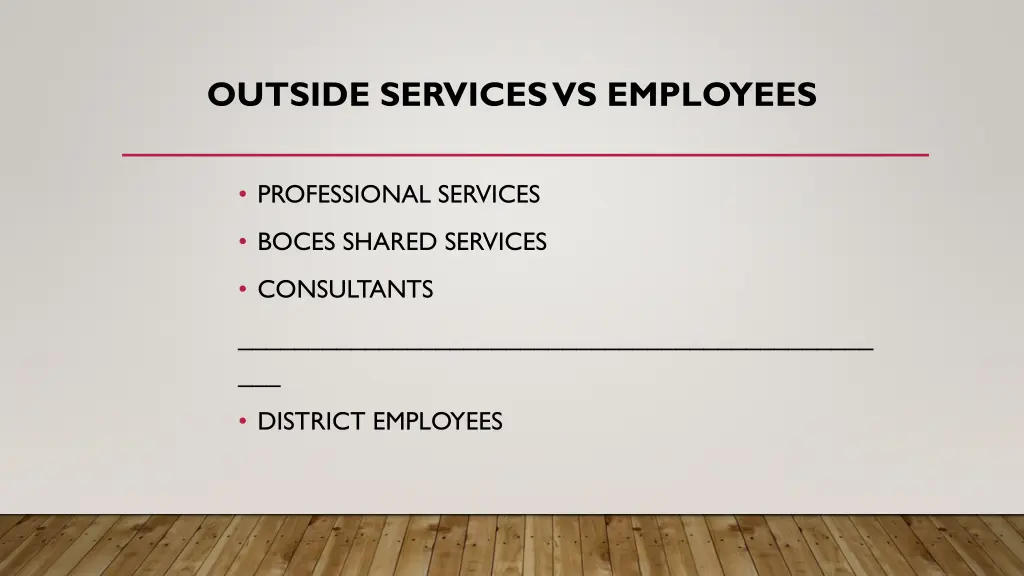 outside services vs employees n.w