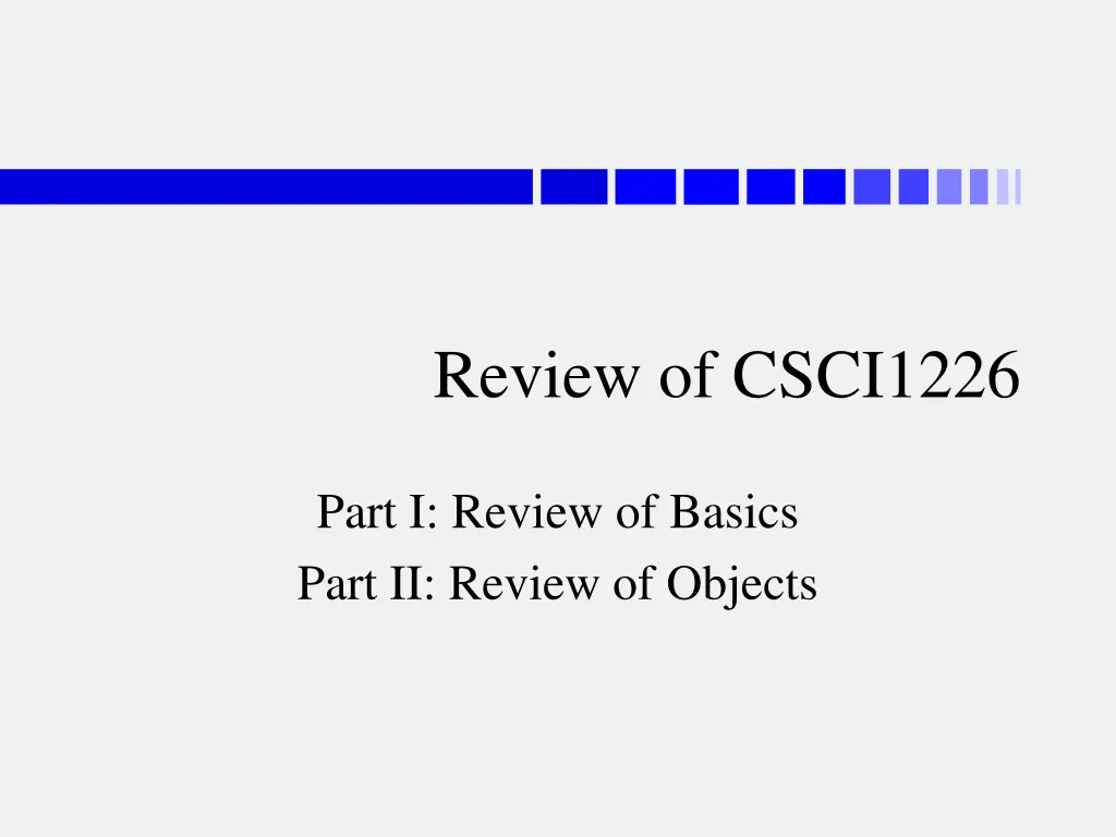 review of csci1226 n.w