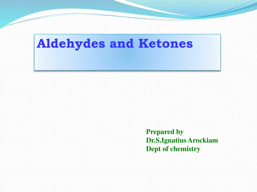 aldehydes and ketones n.w