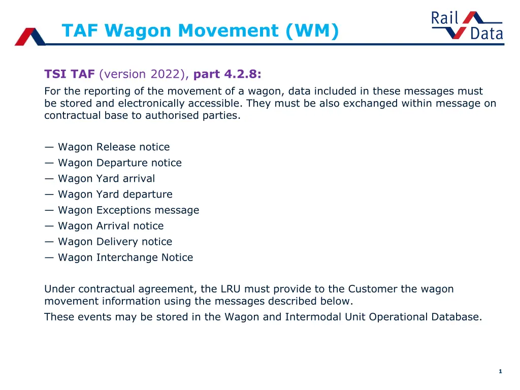 taf wagon movement wm n.w