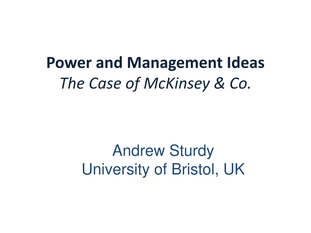 power and management ideas the case of mckinsey co n.w