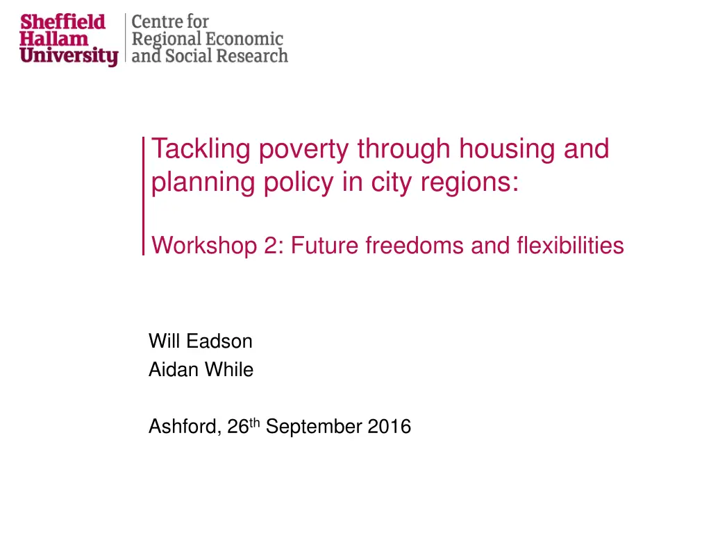 tackling poverty through housing and planning n.w