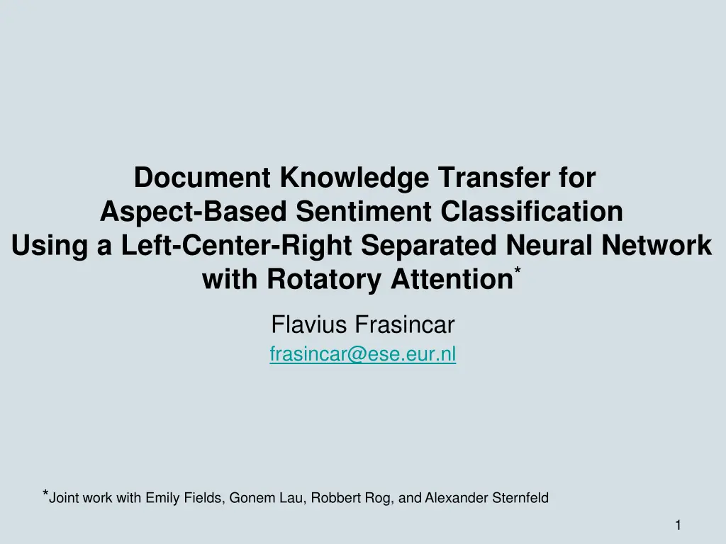 document knowledge transfer for aspect based n.w