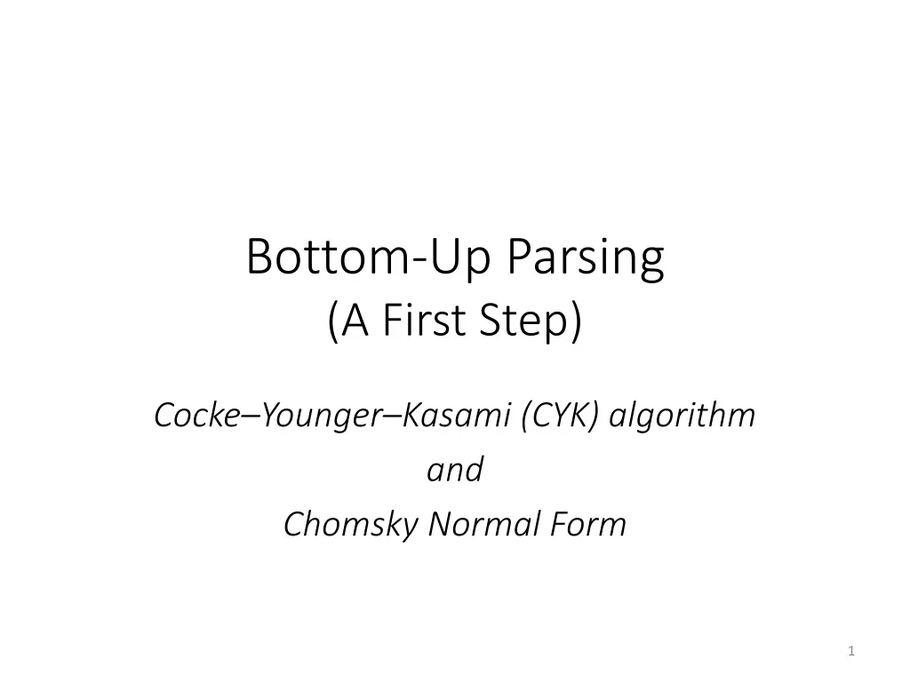 bottom up parsing a first step n.w