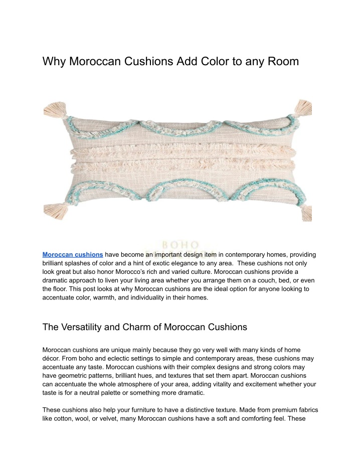 why moroccan cushions add color to any room n.w