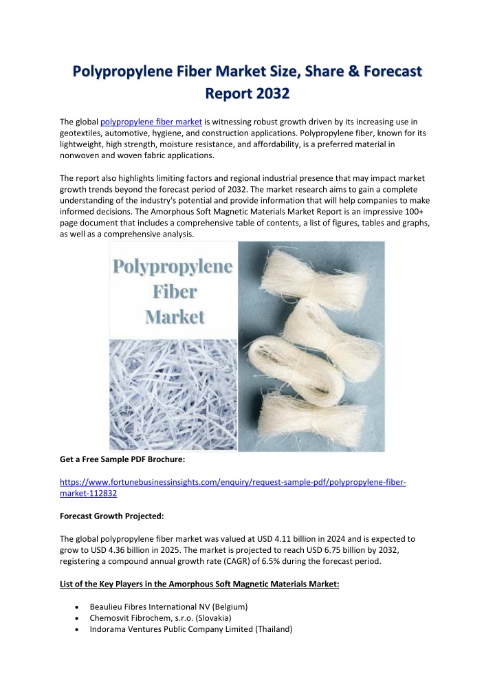 polypropylene fiber market size share forecast n.w