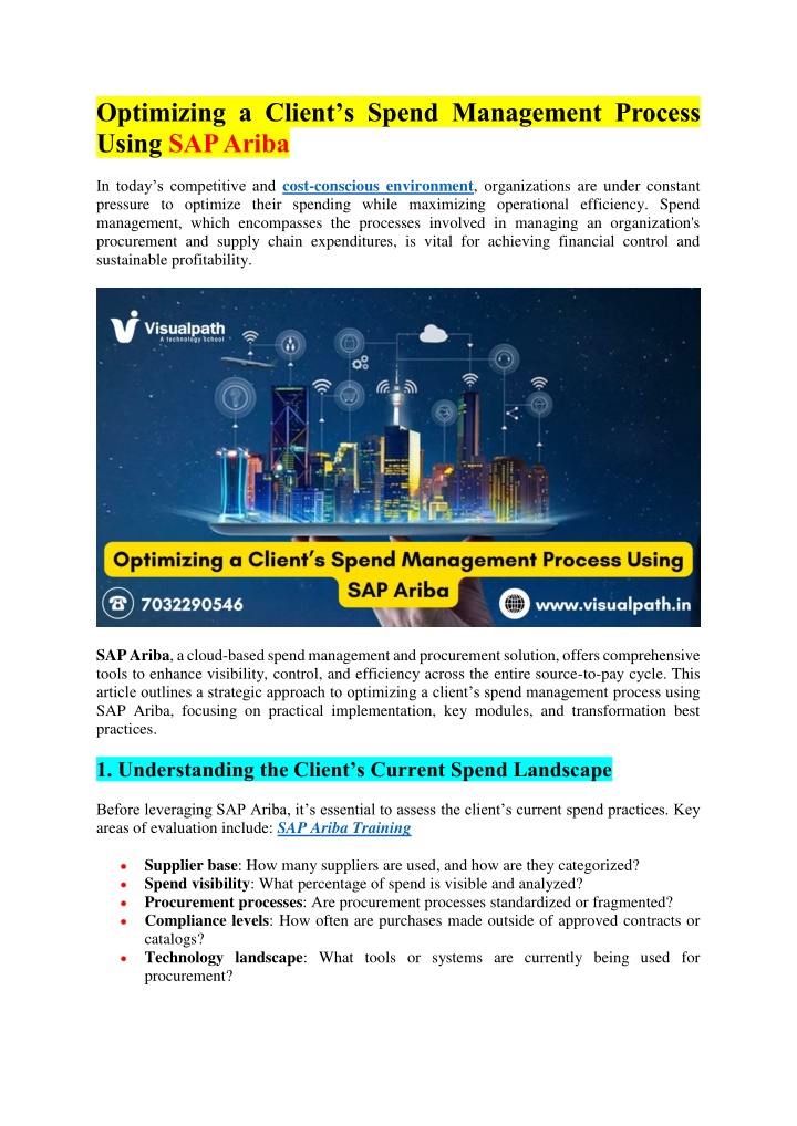 optimizing a client s spend management process n.w