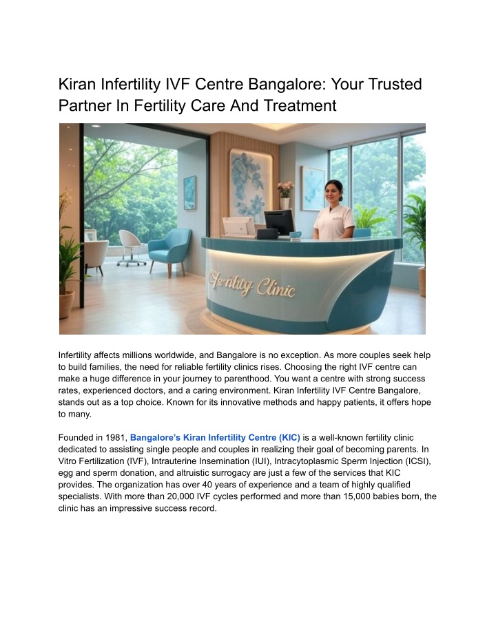 kiran infertility ivf centre bangalore your n.w