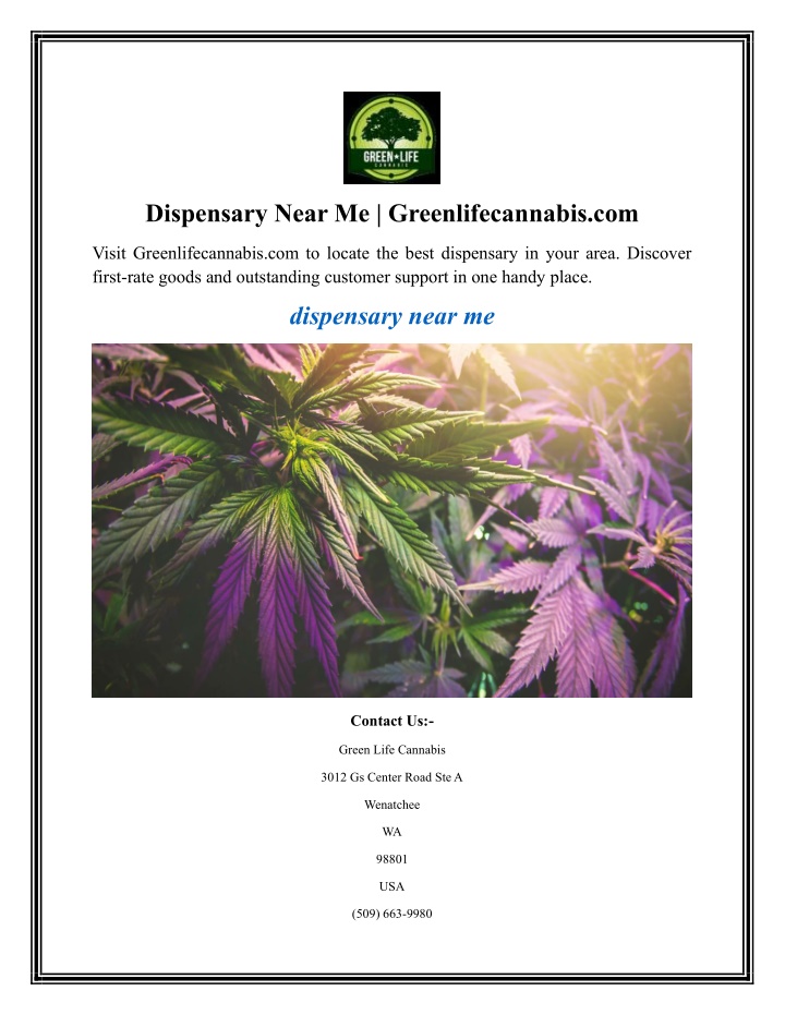 dispensary near me greenlifecannabis com n.w