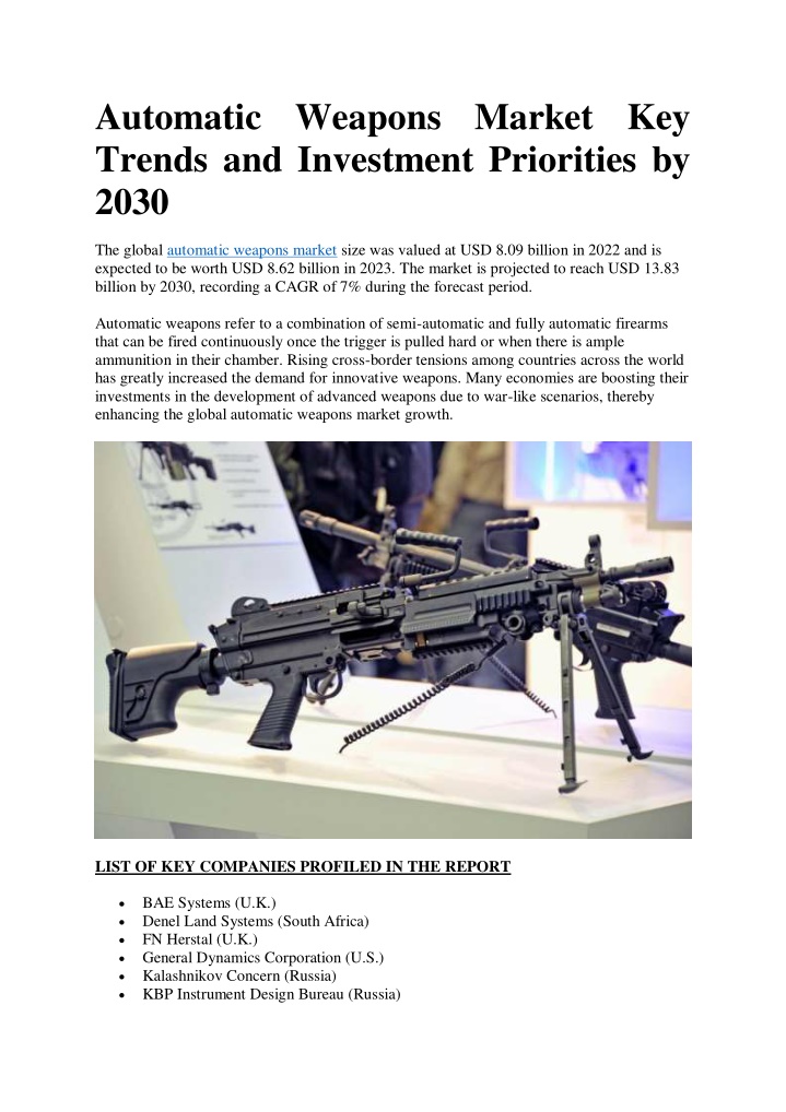 automatic weapons market key trends n.w