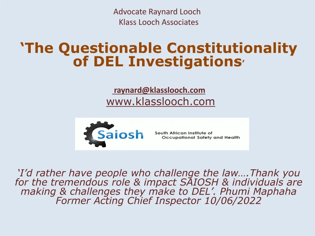 advocate raynard looch klass looch associates n.w
