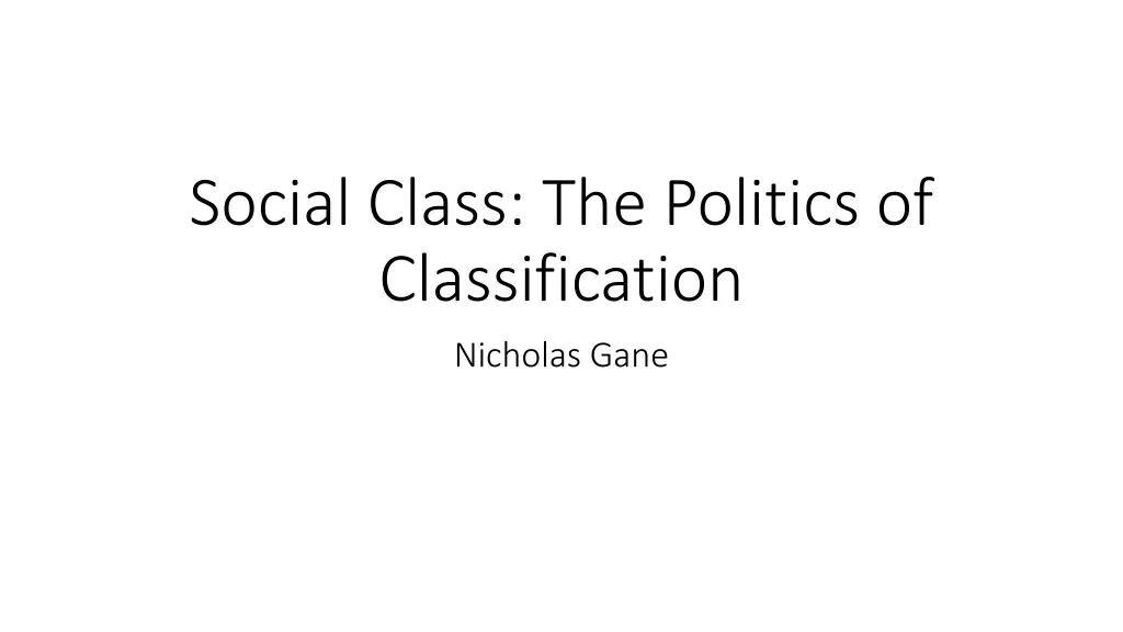 social class the politics of classification n.w