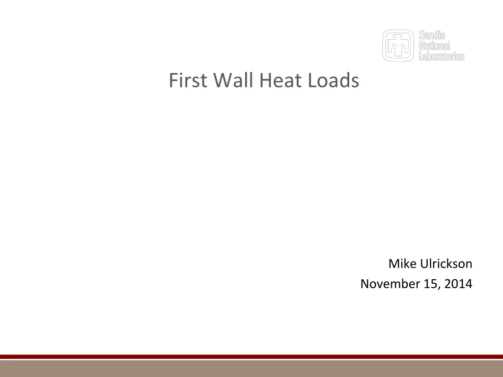 first wall heat loads n.w