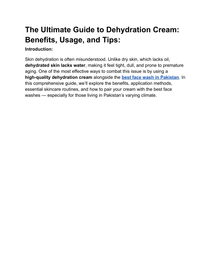 the ultimate guide to dehydration cream benefits n.w