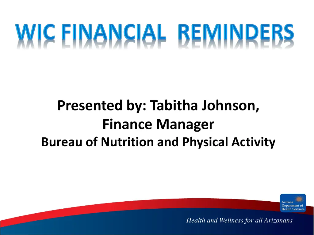 presented by tabitha johnson finance manager n.w