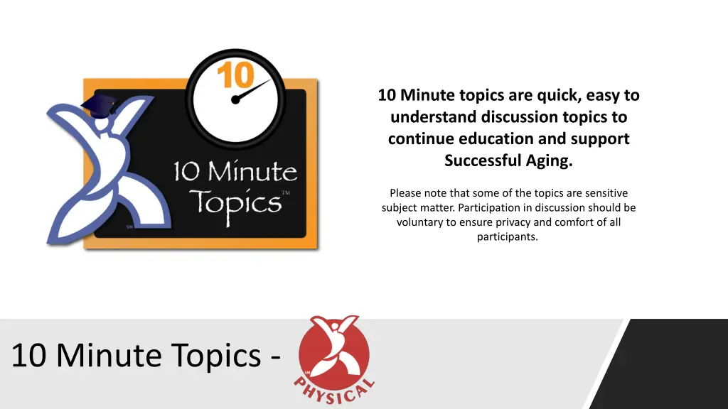 10 minute topics are quick easy to understand n.w