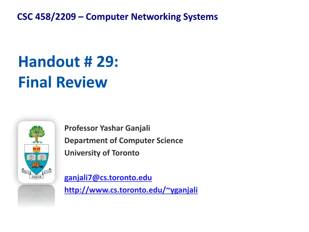 csc 458 2209 computer networking systems n.w