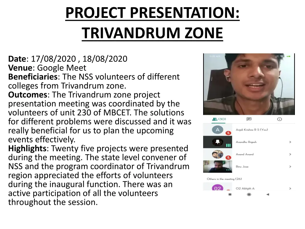 project presentation trivandrum zone n.w