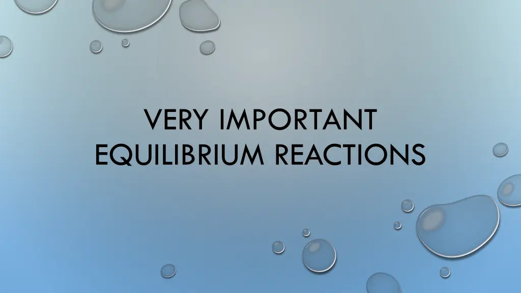 very important equilibrium reactions n.w
