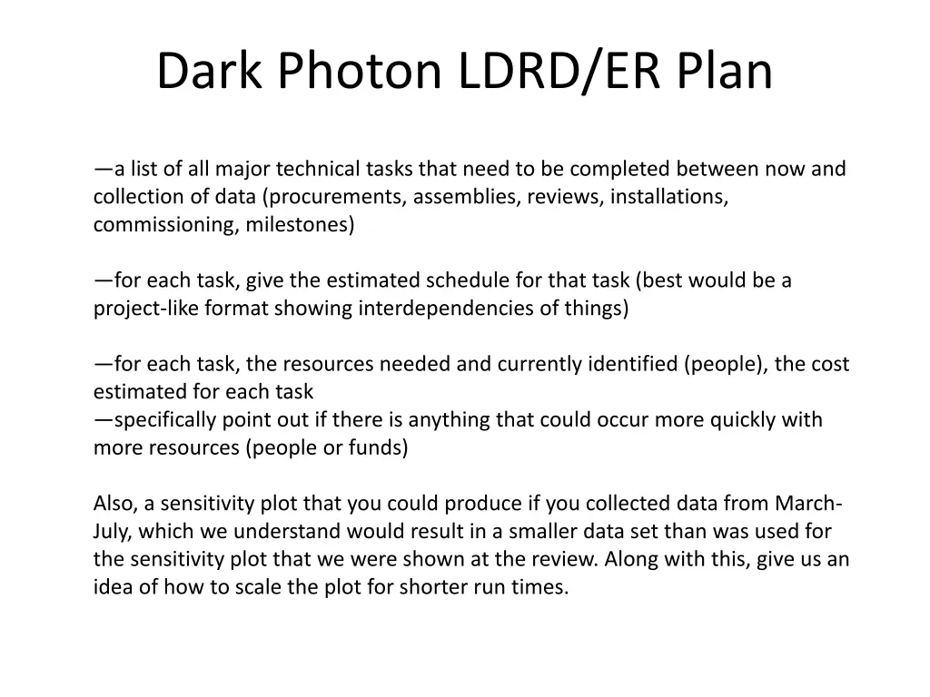 dark photon ldrd er plan n.w