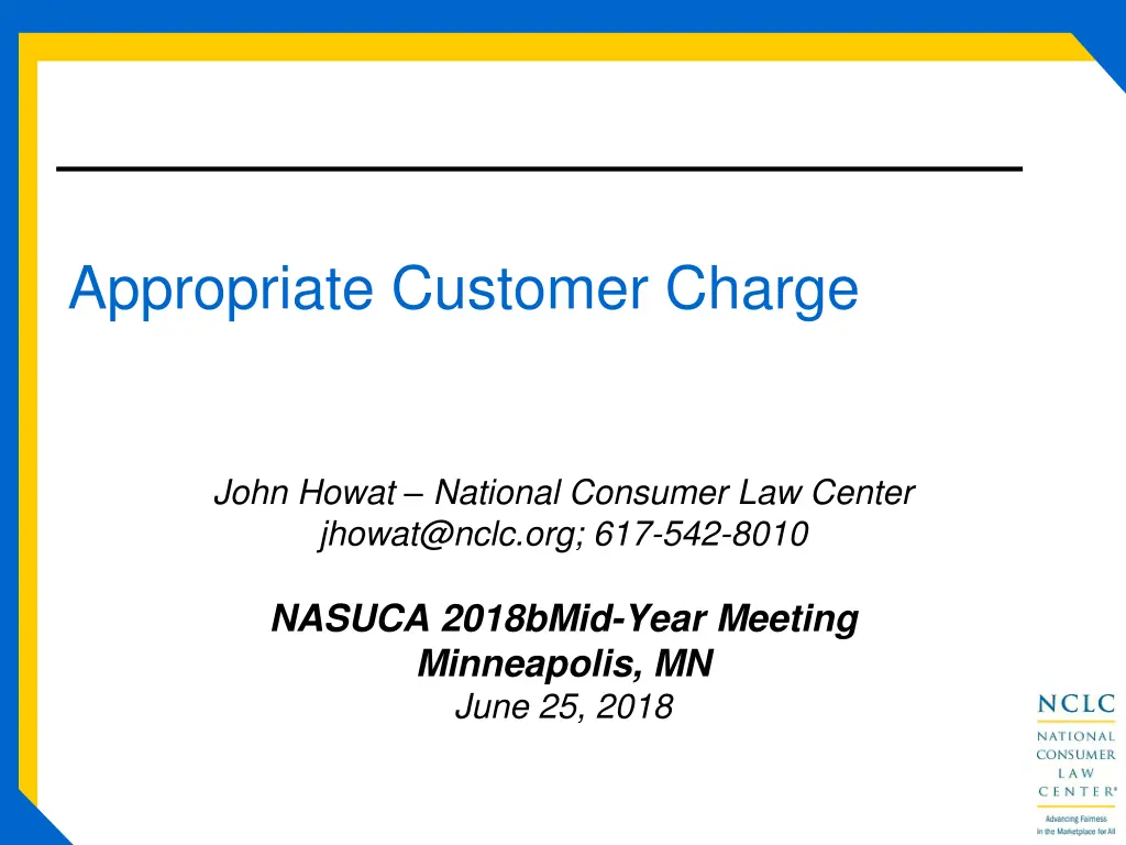 appropriate customer charge n.w