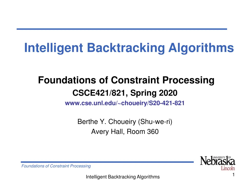 intelligent backtracking algorithms n.w