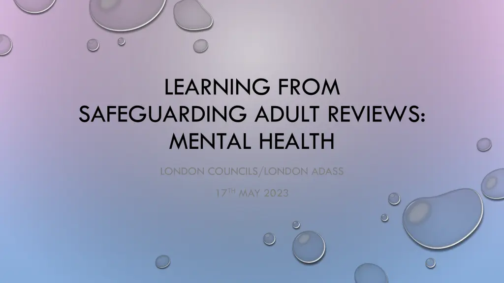 learning from safeguarding adult reviews mental n.w